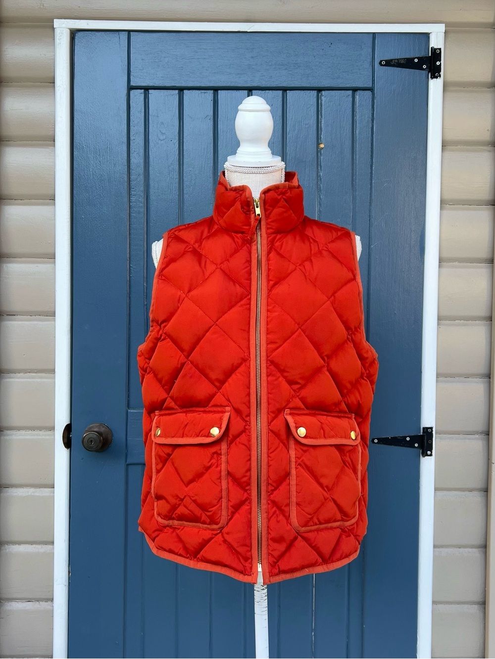 J.crew Quilted Red Puffer Vest with Front Pockets Women’s Size Large